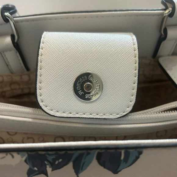 GUESS Floral Satchel in Blue and Cream - Picture 8 of 8